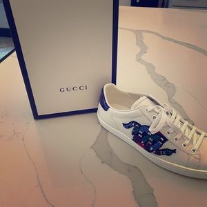 Authentic Gucci Ace snake low top sneakers